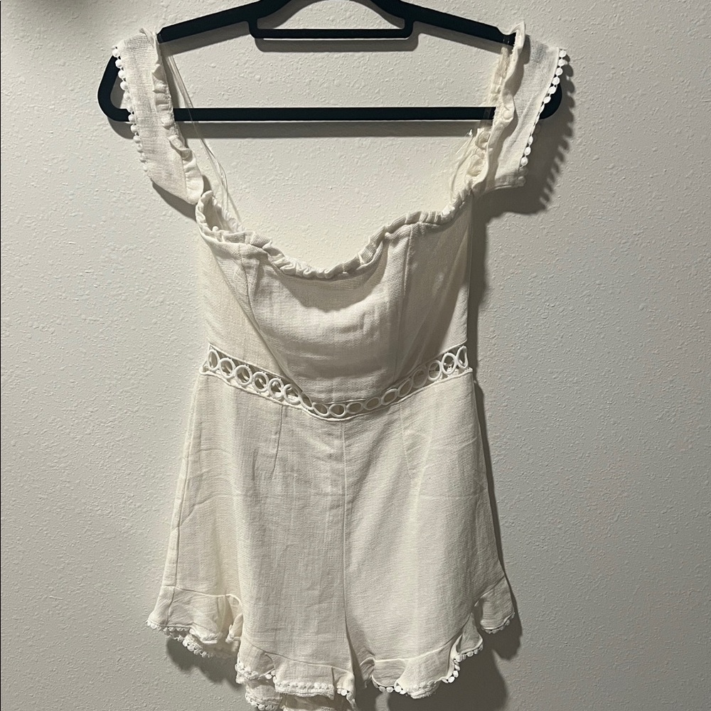 Agaci Off White Lace Trim Romper
